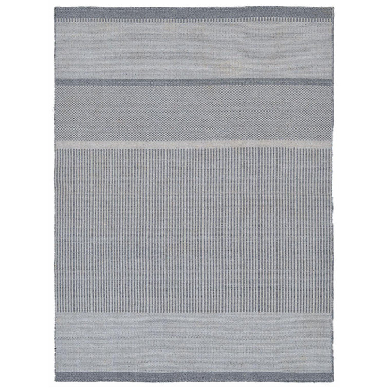 Meraki 01 Hand Loomed Striped Area Rug in Graphite Stone