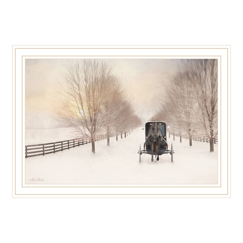 Décoration Snowy Lane: rehaussez votre chambre à coucher avec style. Bois. 20 po x 14 po, impression murale de 3 lb: cadre blanc. Faites ressortir l'espace.