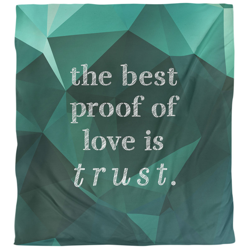 Housse de couette simple Love and Trust Quote, Housse de couette pour grand lit, Émeraude