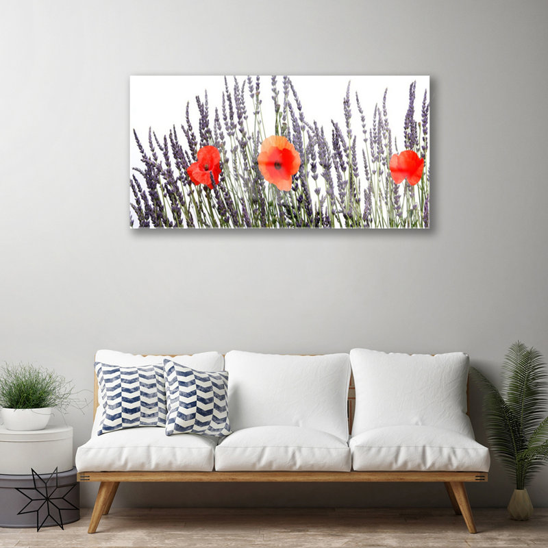 Glass Print Wall Art 100X50cm Image Printed On Glass Decorative Wall Picture Behind Toughened / Tempered Safety Real Glass For Kitchen & Living Room Theme: Flowers Floral