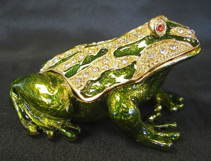 Figurine de grenouille d’argent 3,5 "Bejeweled