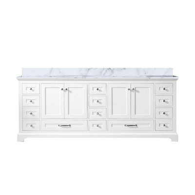 White Double Bath Vanity 84 In. W X 22 In. D, With Carrara Marble Top