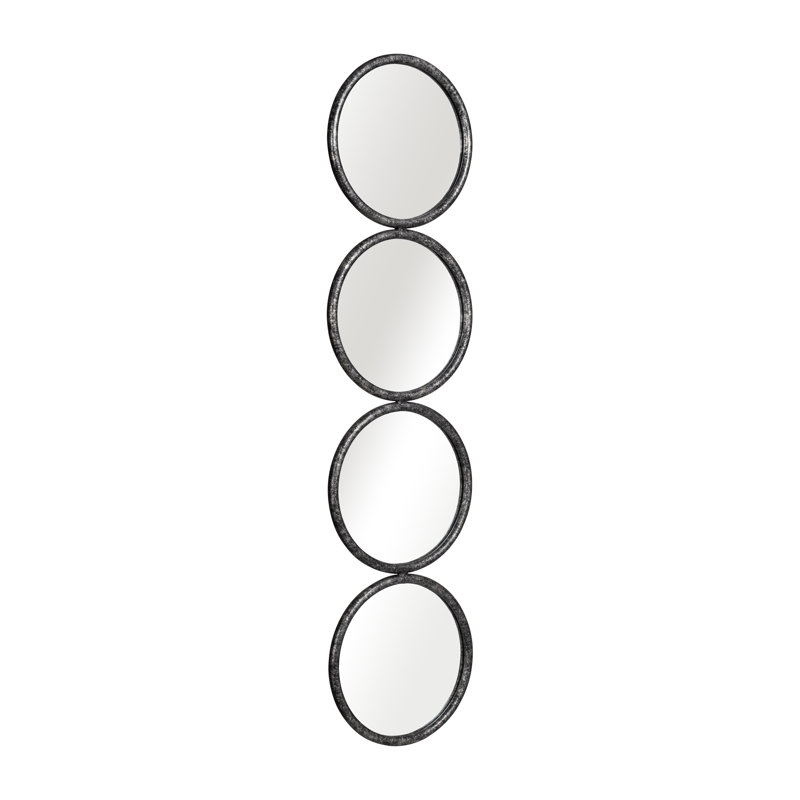 Seychelle Black Wood & Metal Round Wall Mirror - 48" Modern Decorative Accent for Home, Office, Bedroom, or Living Room