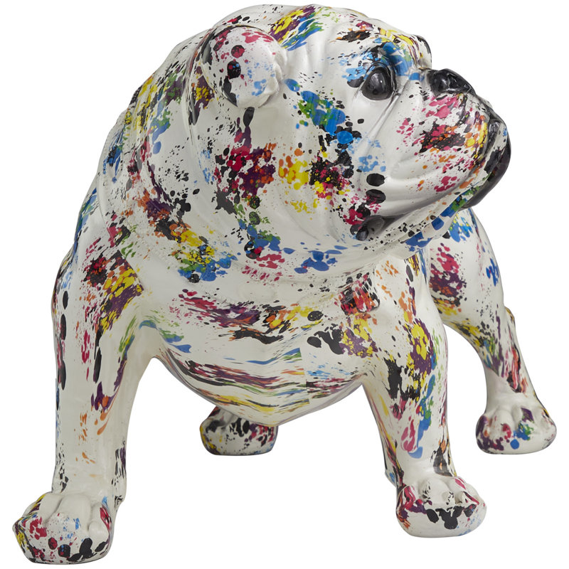 Sculpture de chien en résine Novogratz, H 15,65 po x l 29,35 po x P 14,4 po, Blanc / bleu
