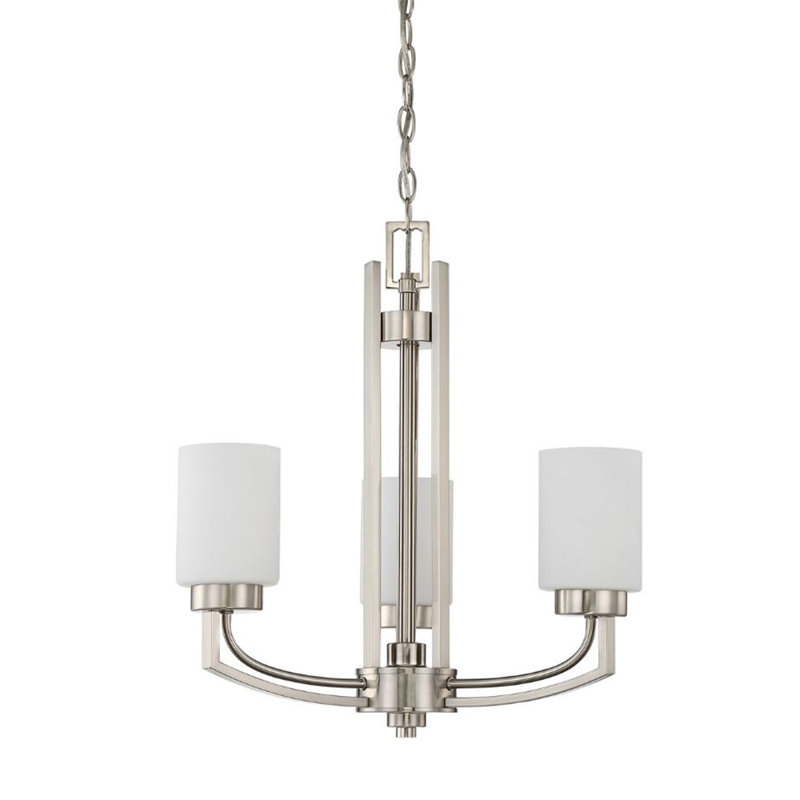 Abishek 3 - Light Dimmable Drum Chandelier, Satin Nickel