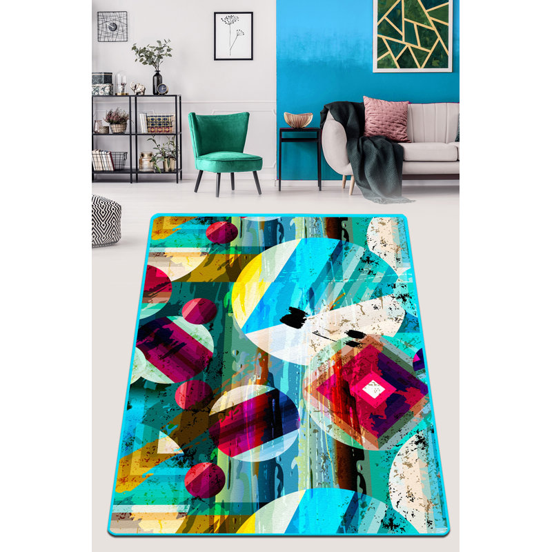 Premium Hall Carpet (4.9 x 6.6 ft), 100% Polyester, 0.2 in Pile Height | Antibacterial, Non-Slip Underside | Machine Washable, Durable & Easy Care, Perfect for Living Room or Entryway Decor