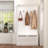 Multi-Use Hall Tree With Shoe Storage Bench And 5 Hooks, Elegant White Entryway Organizer