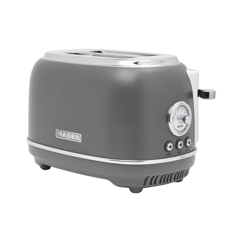 Haden Chelsea Stainless Steel 2 Slice Toaster, Extra Wide Slots, Grey & Chrome, Gray