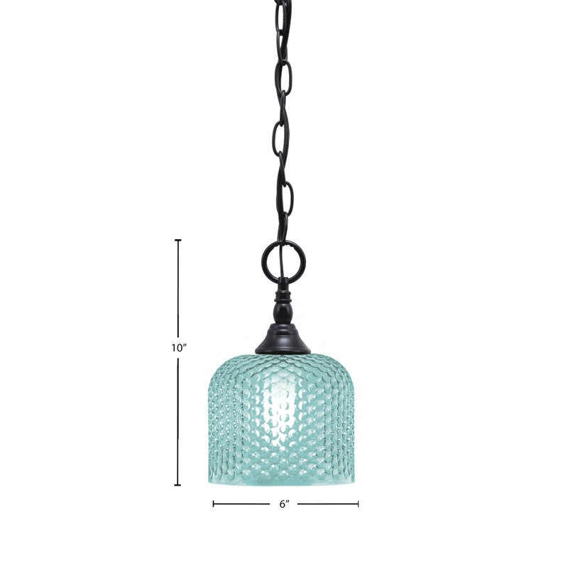 Mini-luminaire suspendu en chaîne avec verre, Noir mat