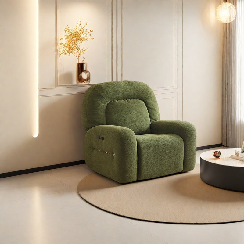 Multi-functional single sofa, Green Microfiber/Microsuede