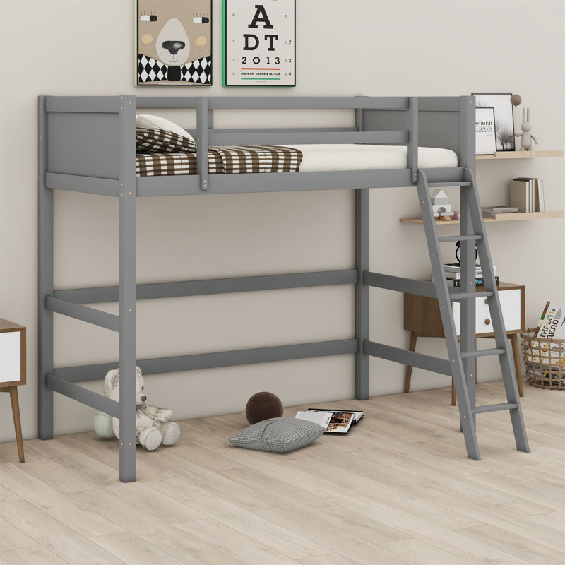 Solid Wood Loft Bed With Ladder