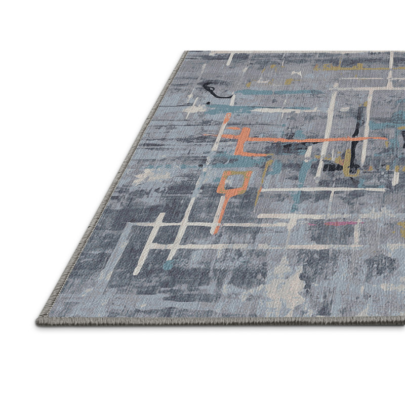 Tapis gris lavable à la machine, Carré 6 pi