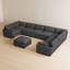 Canapé 6 places en chenille imperméable en forme de U avec double assise d'angle et pouf-1229168243