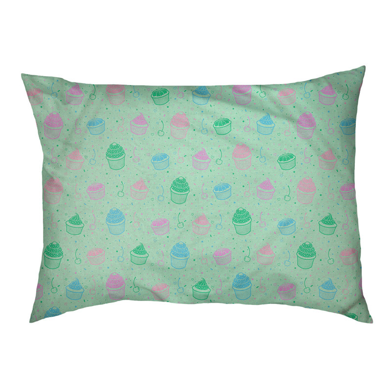 Coussin stylisé pour chat pastel petits gâteaux Byrge, L 14 po x l 42,50 po, Sauge