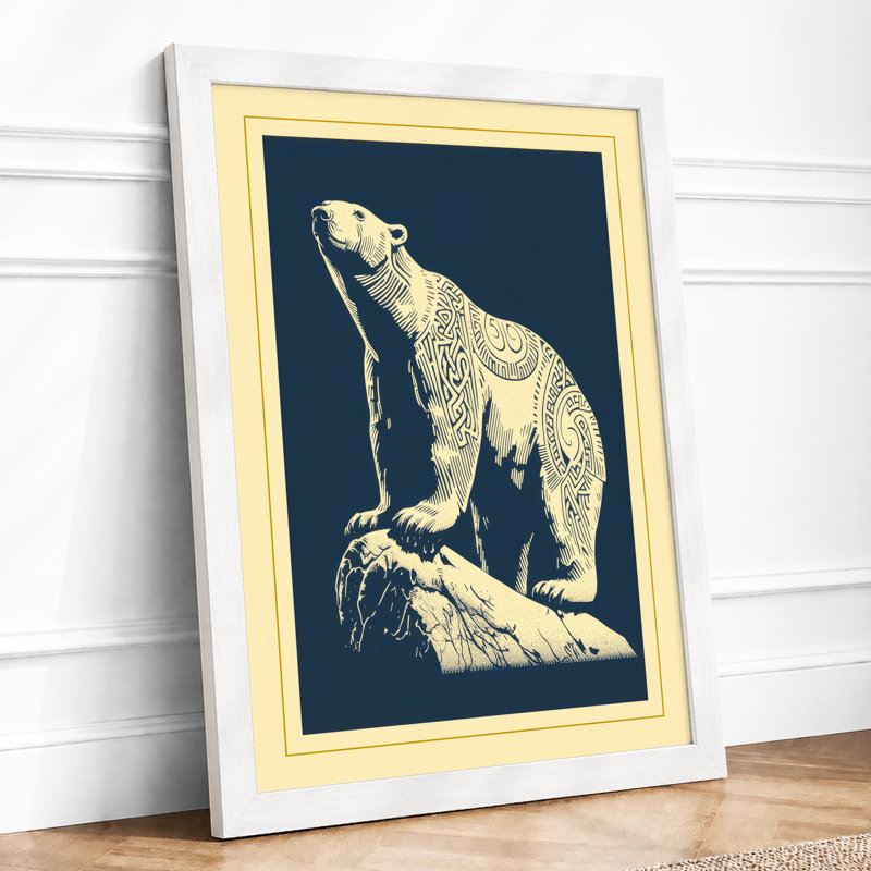 Upright Polar Bear Scandinavian - Print, A2 - 59.4 x 42.0 cm, White