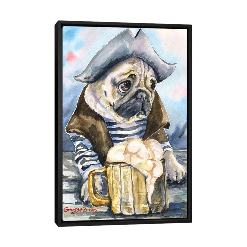 Carlin the marin, impression sur toile, H 26 po x l 18 po x P 1,5 po, Toile encadrée noire, Pas de tapis