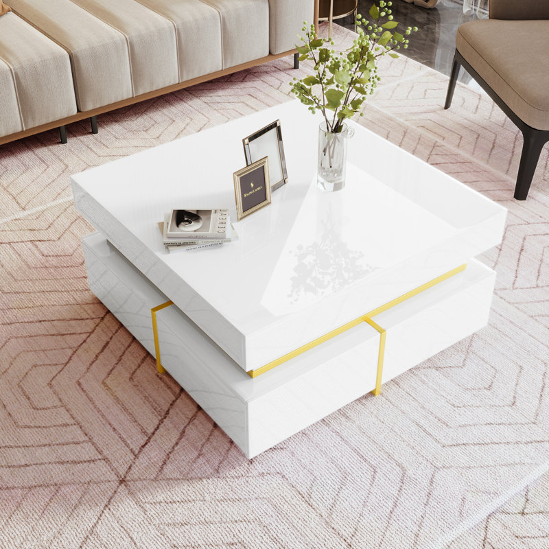 Coffee Table with Storage, White