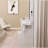 Small Size Left Bedside Cabinet Vanity Table + Cushioned Stool, 2 AC+2 USB Power Station, Hair Dryer Bracket, Extra Large Touch Control Sliding LED Mirror, Tri-Color Switching, Brightness Adjust-819348168
