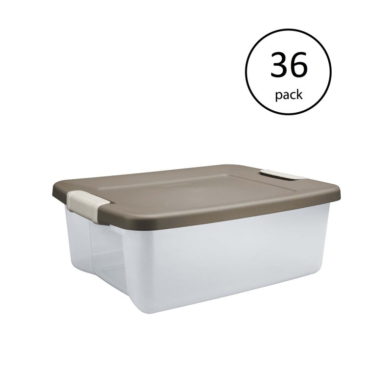 Contenant de rangement en plastique transparent de 50 pintes Sterilite ShelfTotes, 25 pte, 36