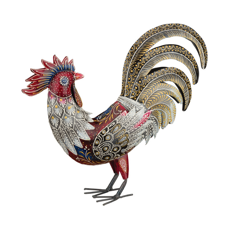 Henna Rooster Decor - Red Multi