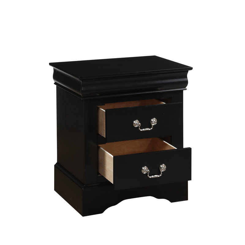 Table de chevet contemporaine noire avec compartiments de tiroirs spacieux