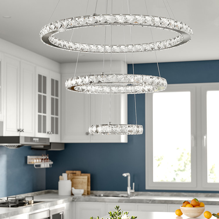Hal 3 - Light Silver LED Crystal Pendant