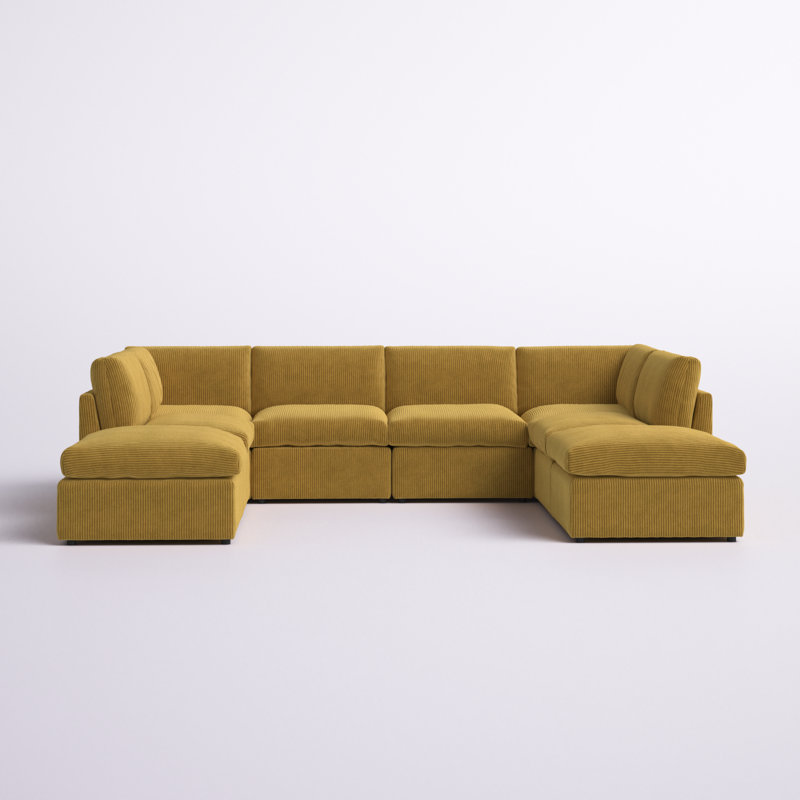 Arvill Corduroy U-Shaped Sectional, Ginger Corduroy