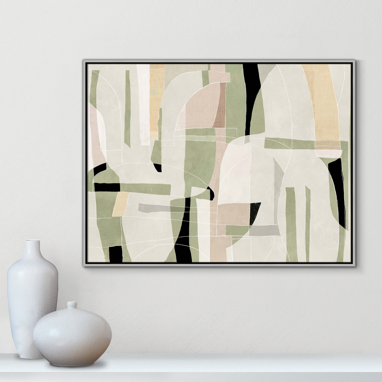 Sunny Barcelona - Floater Frame Canvas, 41.5" W x 31.5" H, Silver