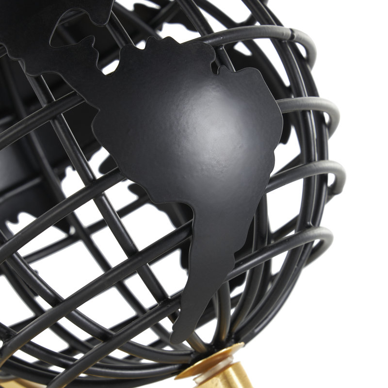 Globe terrestre en métal, H 10,15 po x l 6,45 po x P 6,75 po
