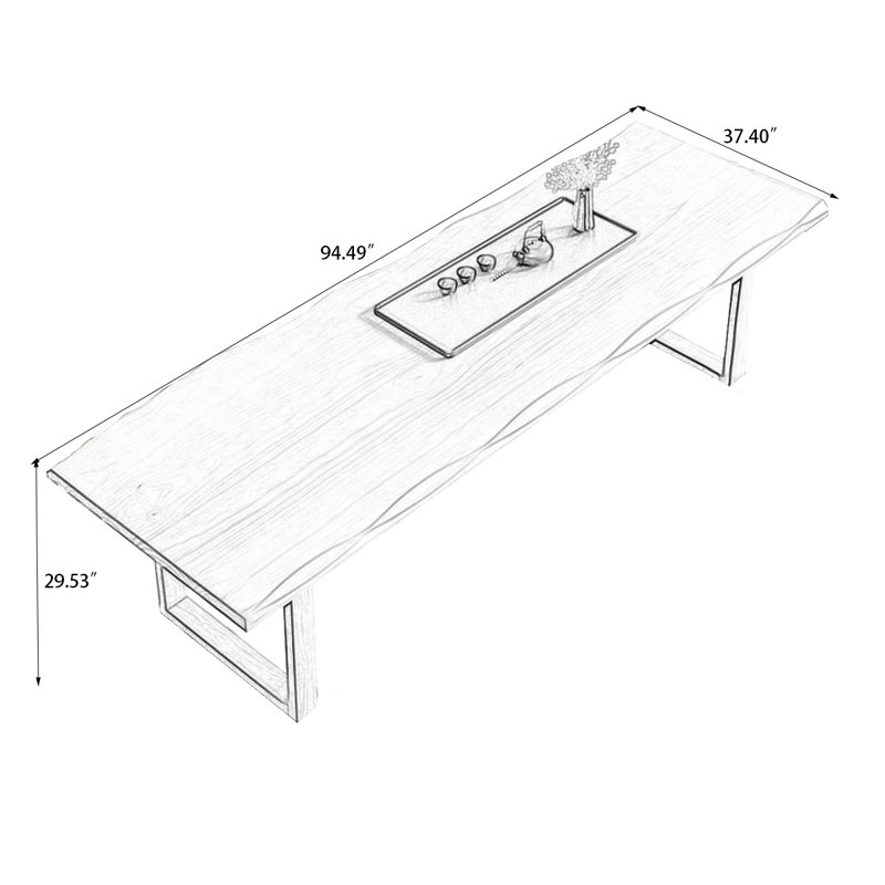Brown Rectangular Solid Wood Dining Table, 29.53"H x 94.49"L x 37.4"W