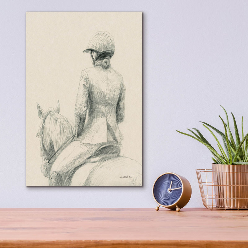 «English Rider 2» par Danhui Nai, art mural en verre acrylique, H 16 po x l 12 po x P 0,13 po