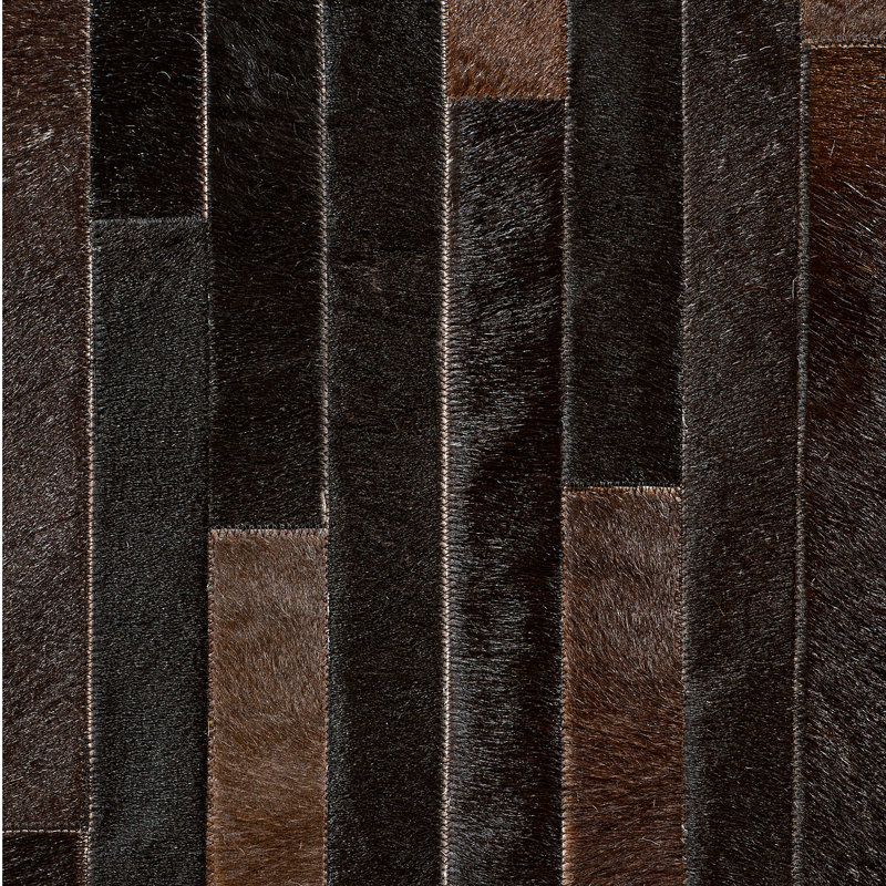 Poseidon Cowhide Striped Area Rug, Rectangle 10' x 14'