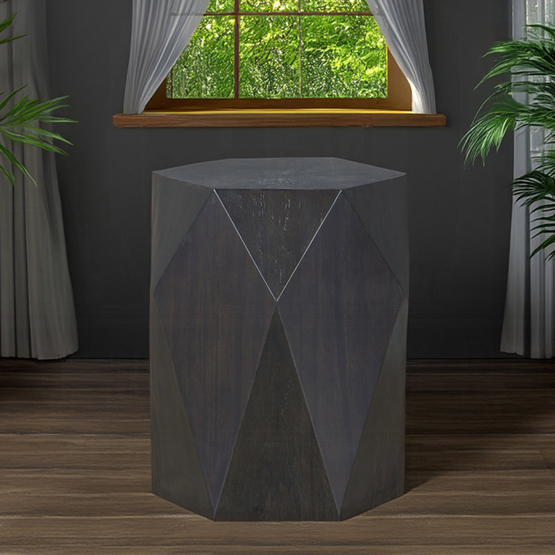 Table de bout en bois en forme de diamant avec finition noire, Noir