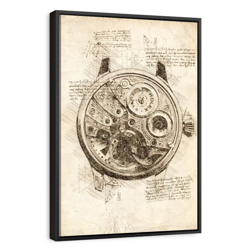 Vieille Rolex à l'intérieur, Cadre flottant noir, 27 po x 40 po