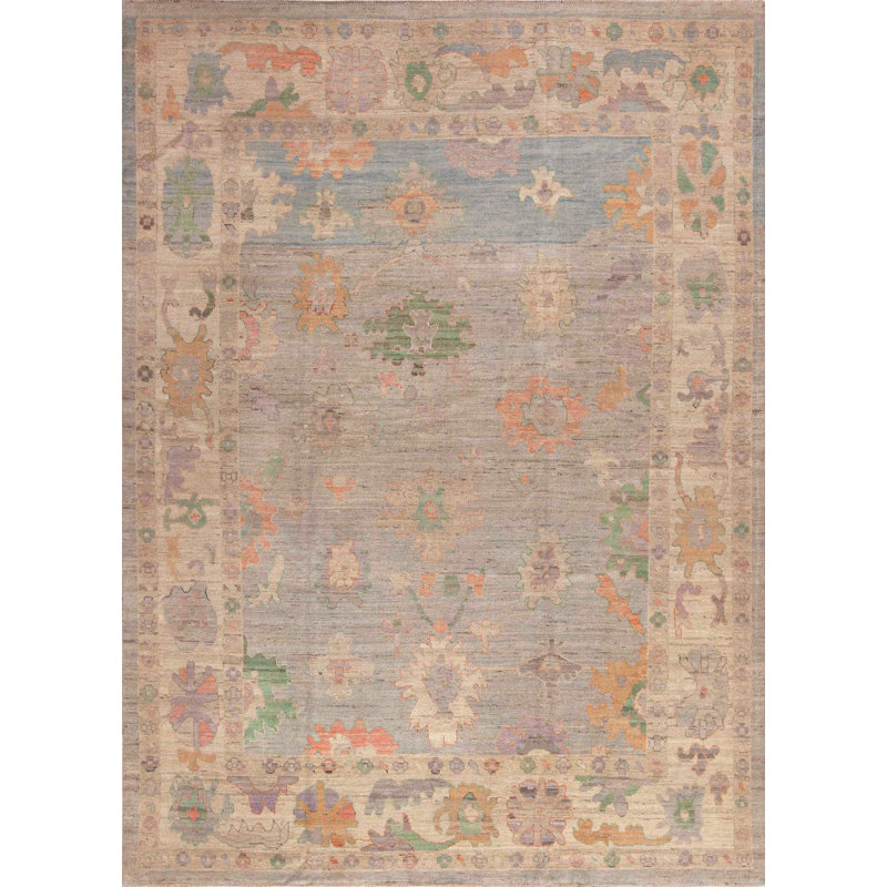 Tapis turc gris à motif tribal unique de conception unique Oushak