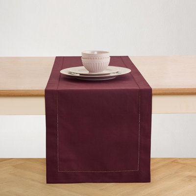 Cotton Linen Hemstitch Table Runner