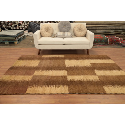Tapis de style Gabbeh de style minimaliste 6 x 8 pour des intérieurs élégants