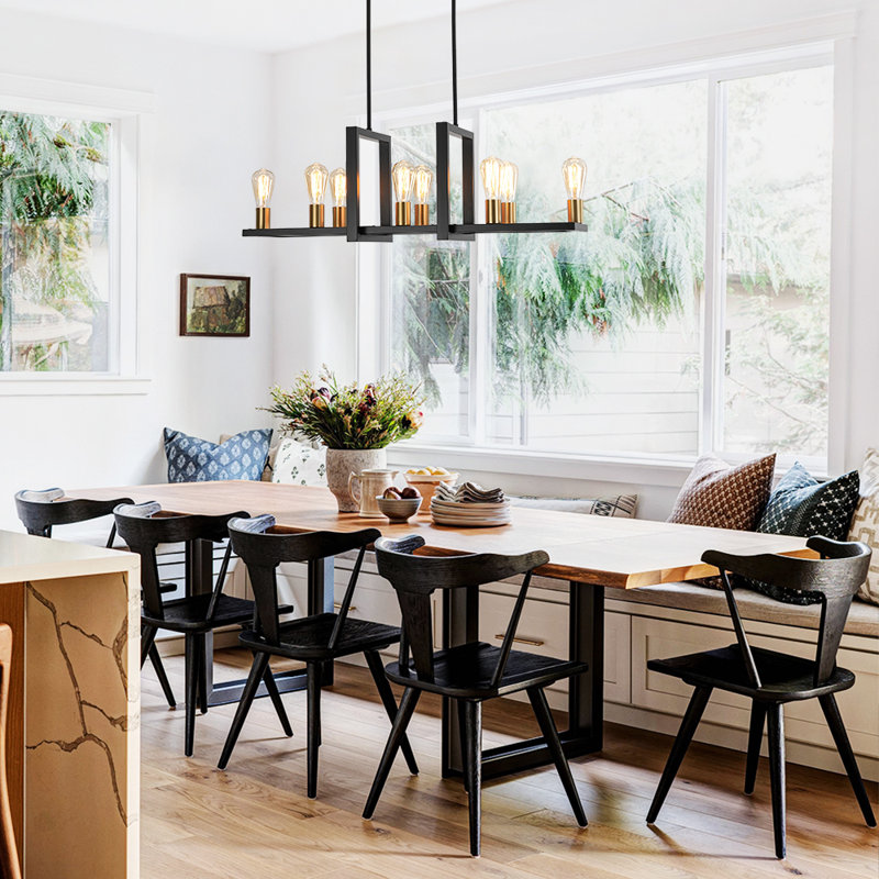 8 - Light Modern Farmhouse Open Rectangular Kitchen Island Chandelier