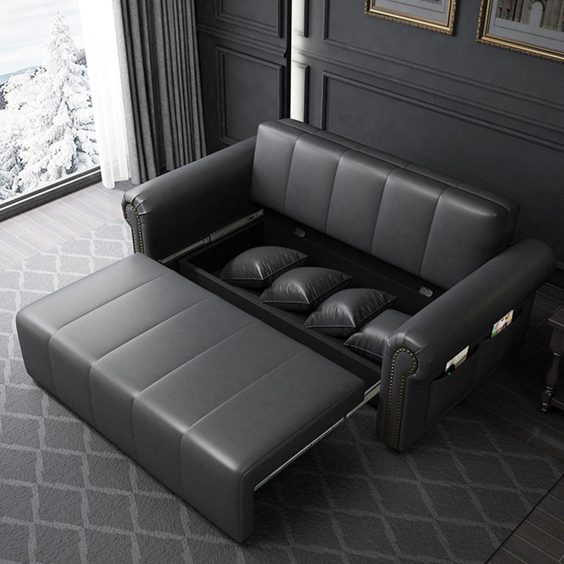Canapé de salon extensible en cuir ciré American Country Style, H 33,5 po x l 78,7 po x P 37,4 po
