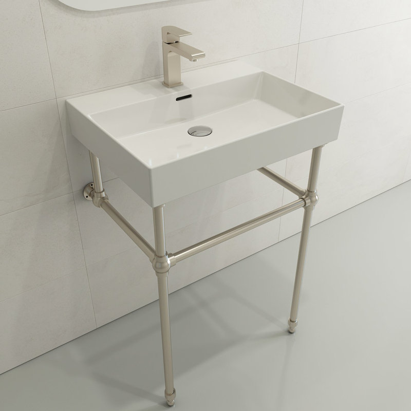 Milano 23.82'' L Bathroom Sink, 8" Widespread, White