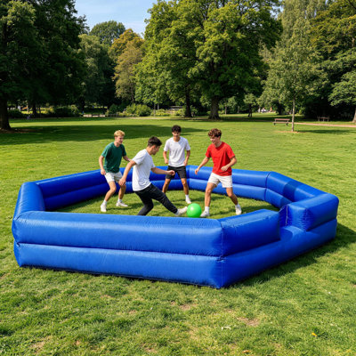 Fosse à balles gonflable Gaga de 20 pi avec souffleur intégré, terrain de balle portatif Gaga pour les sports intérieurs et extérieurs et les activités familiales, installation facile (bleu)