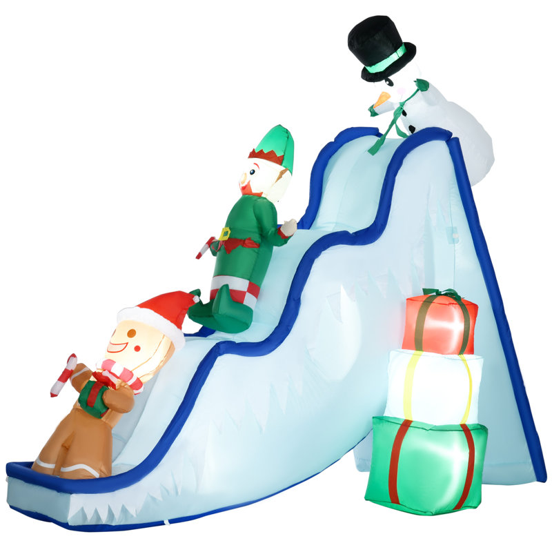 Jaanar Elf and Gingerbread Man on Ski Slope Inflatable