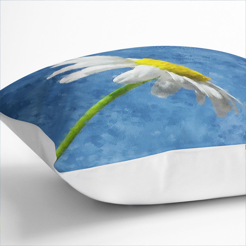 White Daisy Flower Scatter Cushion, 40cm H x 40cm W x 15cm D, White