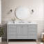 Meuble-lavabo autoportant 60 po avec lavabo simple et cadre en bois massif 60 po gris-1020968777