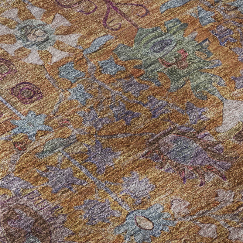 Premium Machine Washable Mayfield AMF2231 Global Rug, Orange, 8' x 10'