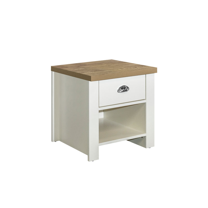 Highgate Side Table with Storage, Cream/Oak