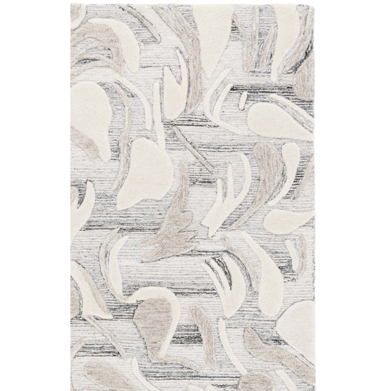 Graciella 740 Hand Tufted Wool/Cotton Abstract Indoor Use Only Rug in Gray/Ivory, Square 6'