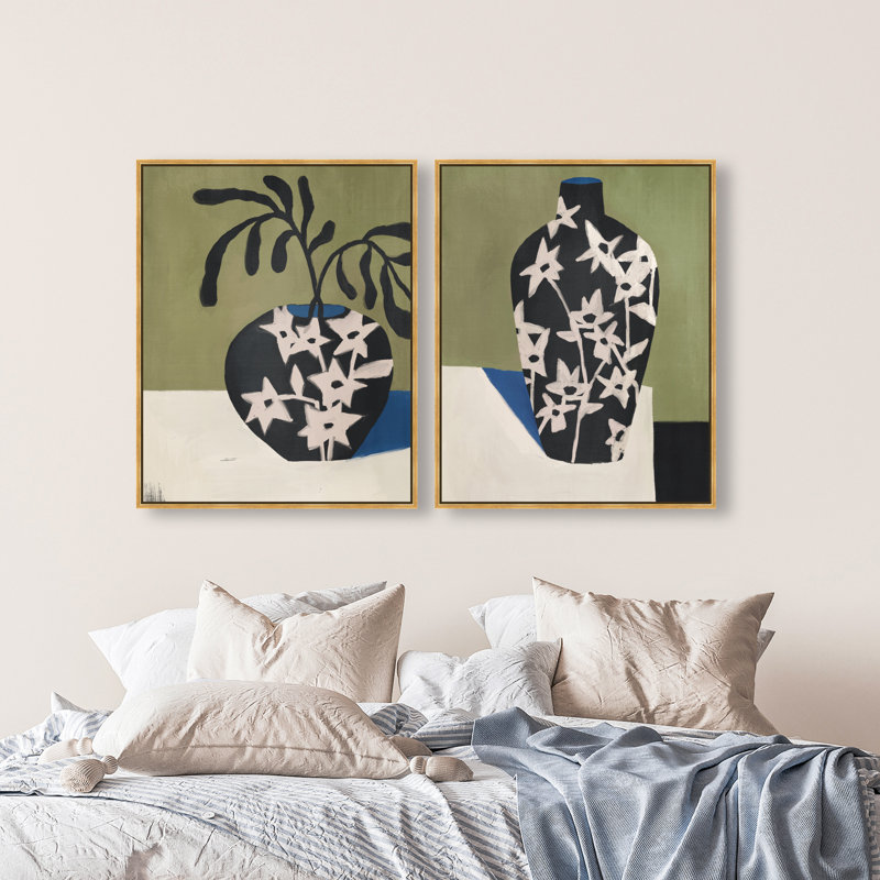 Noir Vase Set Set by Oliver Gal, 62"H x 50"W, Gold Floater Frame