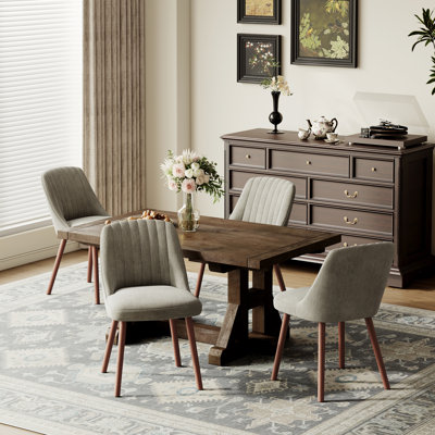 Modern Upholstered Dining Chairs with Solid Wood Legs