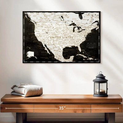 Personalized Push Pin USA Map On Black
